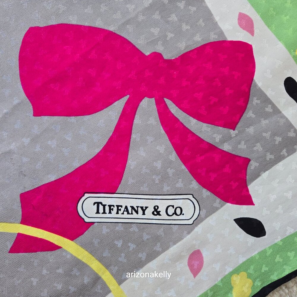 Tiffany Silk Scarf Hand-Rolled Tiffany Logo - Picture 7 of 14